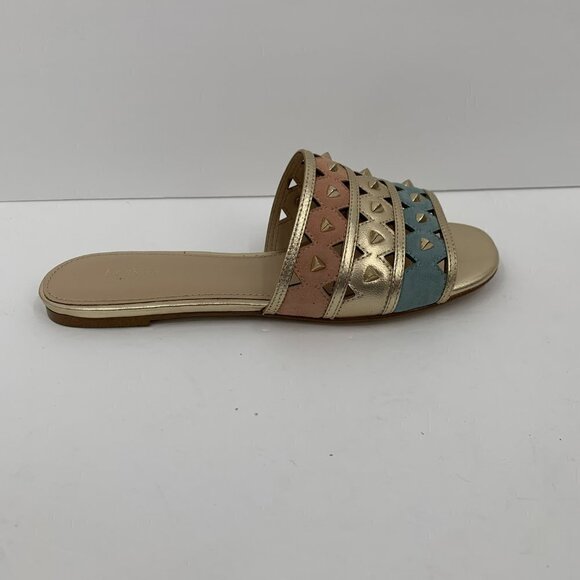 Botkier New York Maeva pastel sandal flat slides gold metallic blue pink new 5.5 - Picture 4 of 8